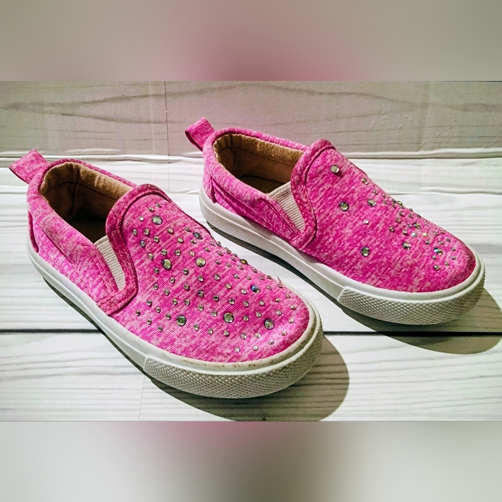 Sparkly Pink Kids Slip-On Shoes Size 5 - Picture 3 of 6